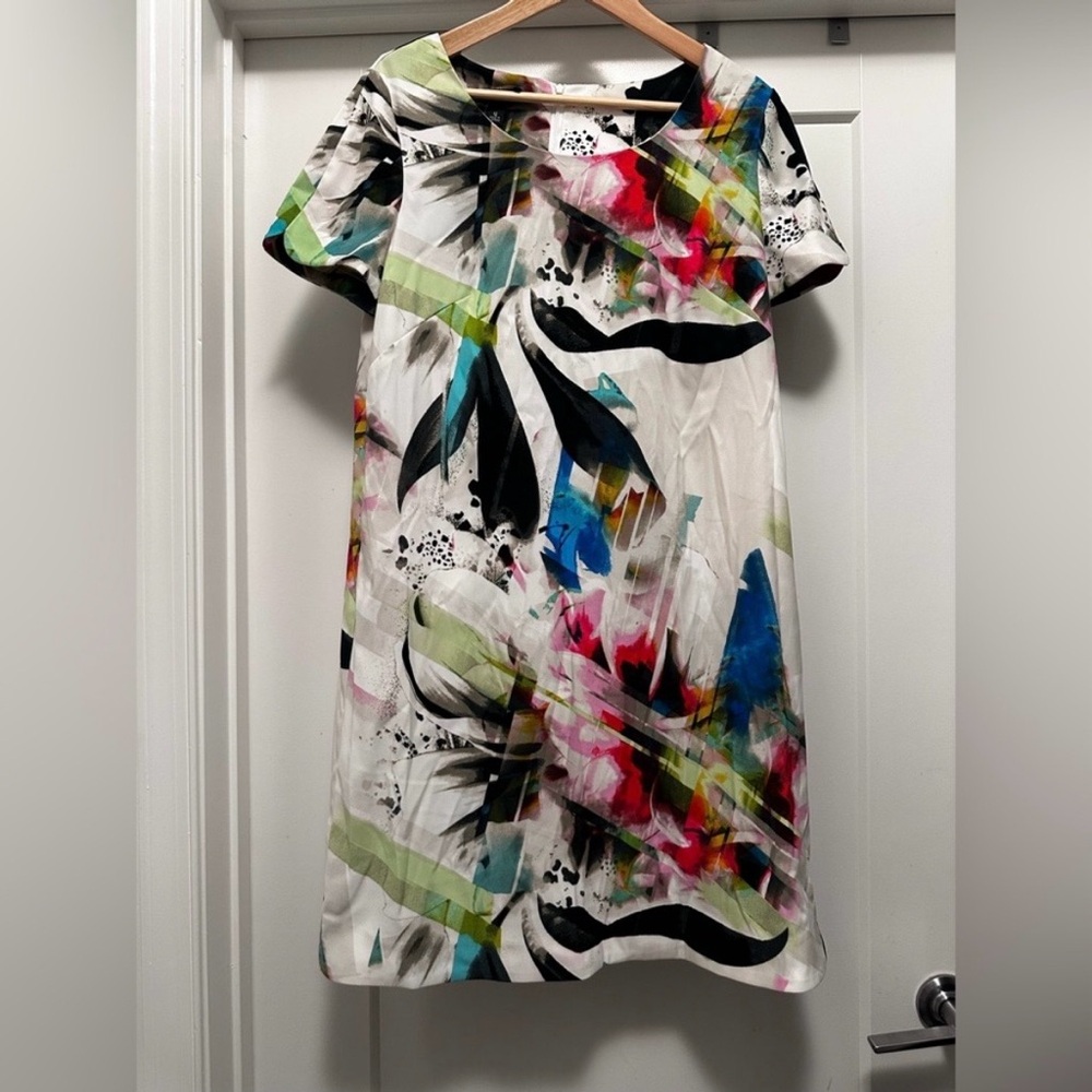 💙💚🩷 Blue, Green, Pink, and White AGB Short Sleeve Dress - Size 12